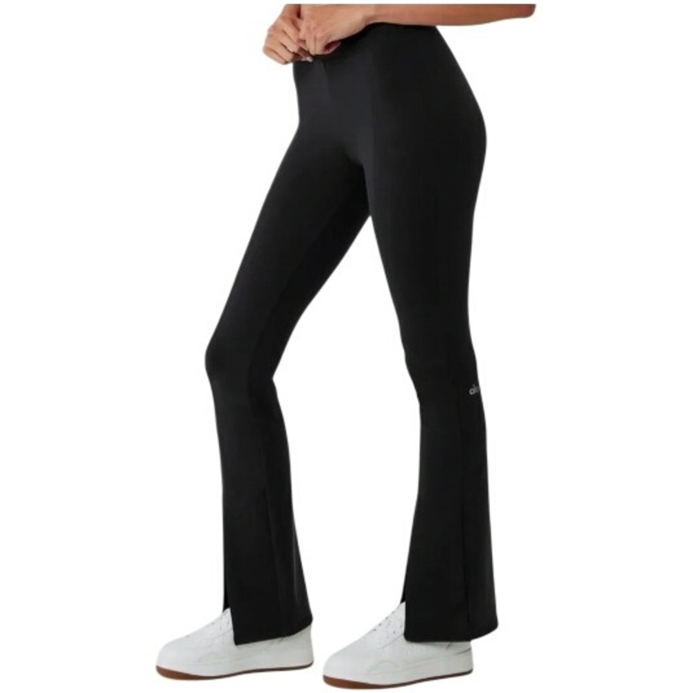 Alo Yoga Airbrush Flutter Leggings M Black High Waist Athleisure Minimalist Gym